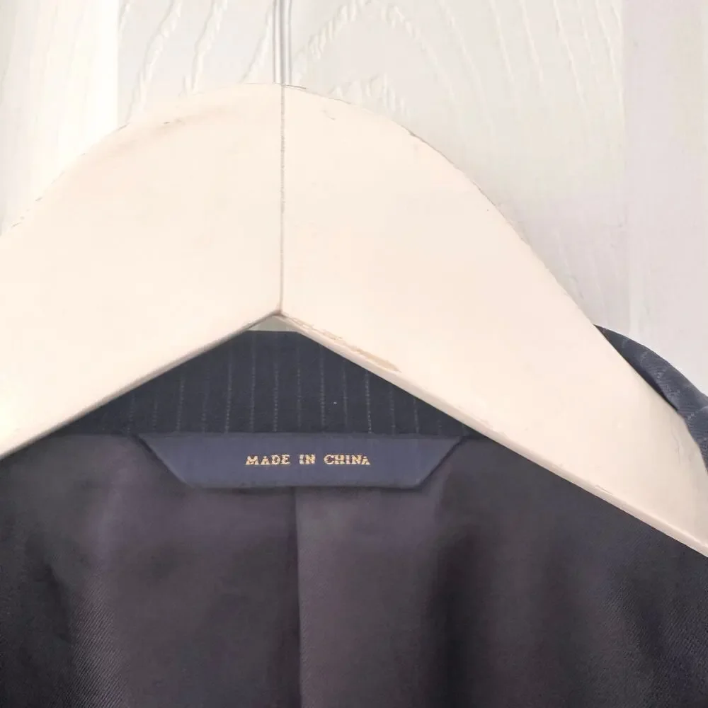 Brooks Brothers Brookscool Navy Blue Pinstripe Fitzgerald Full Canvas Blazer 42R